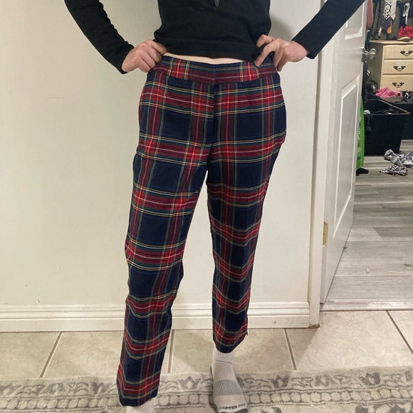 Talbots plaid pants red and black check casual slacks - Picture 3 of 10